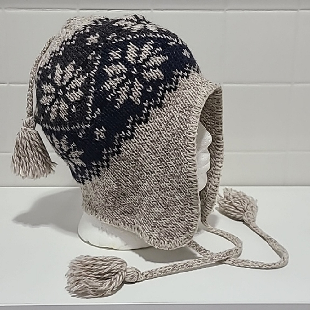 Wool beanie warmer hat vtg 90s Aspen pattern skiing winter cold weather unisex